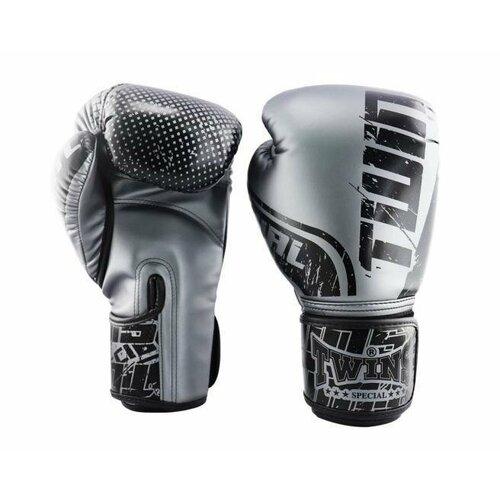 фото Боксерские перчатки twins special "range" black grey, 10 oz, серый, серебро