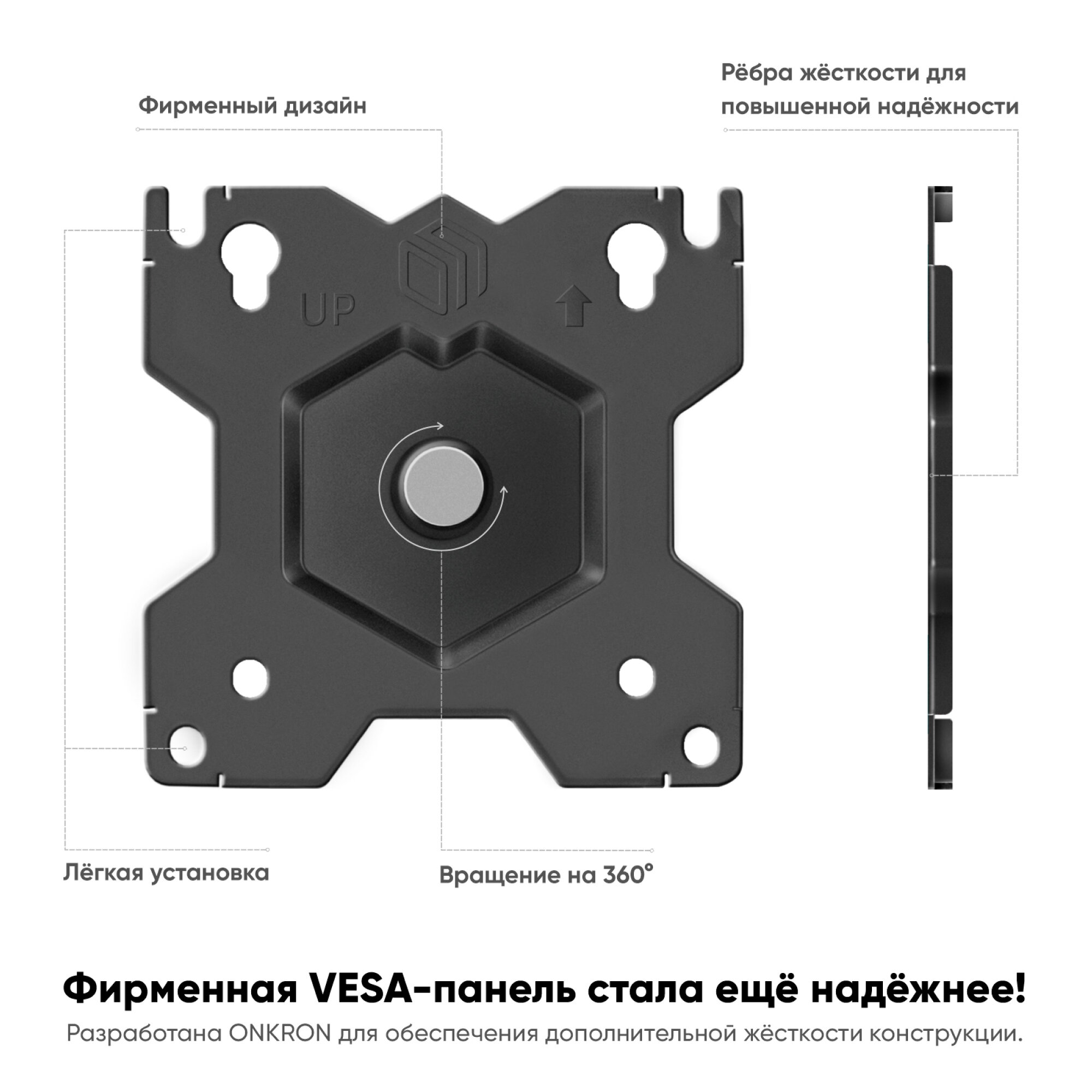 Кронштейн для монитора 13"- 34" ONKRON D121E настольный, до 8 кг, чёрный