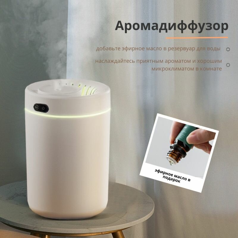 Увлажнитель воздуха Humidifier H2O , 4 литра, с подсветкой и ароматизатором для дома - фотография № 5