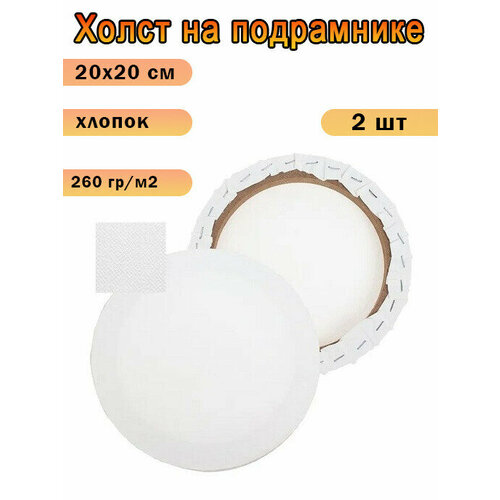 Холст 20х20 см хлопок 260грм2 на подрамнике 2 шт 379₽