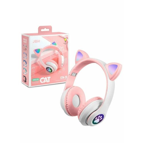 Беспроводные наушники STN-28 с розовыми светящимися ушами кошки от RiMax 759₽