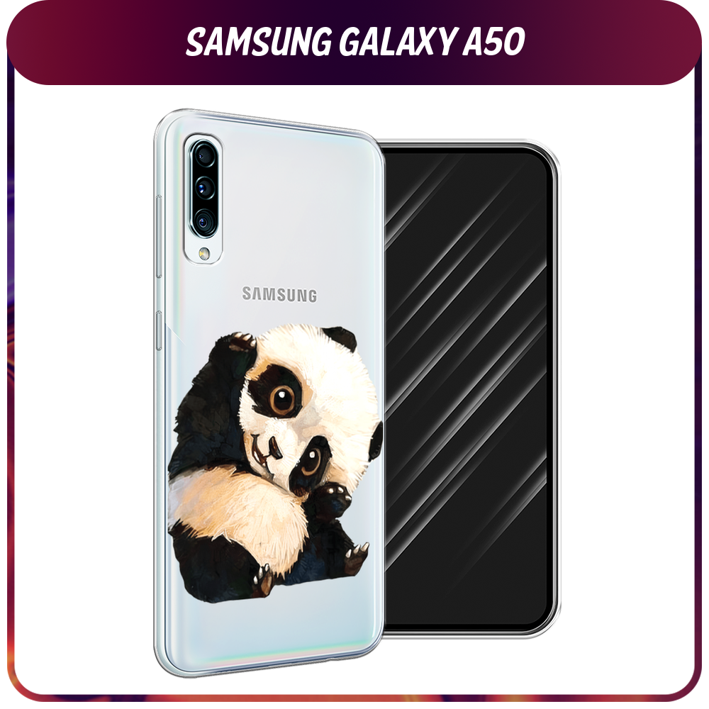 Силиконовый чехол на Samsung Galaxy A50/A30s / Самсунг Галакси A50/A30s "Большеглазая панда", прозрачный