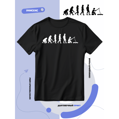 Футболка SMAIL-P рыбак эволюция из обезьяны, размер M, черный летние мужские модные забавные 3d футболки с принтом обезьяны