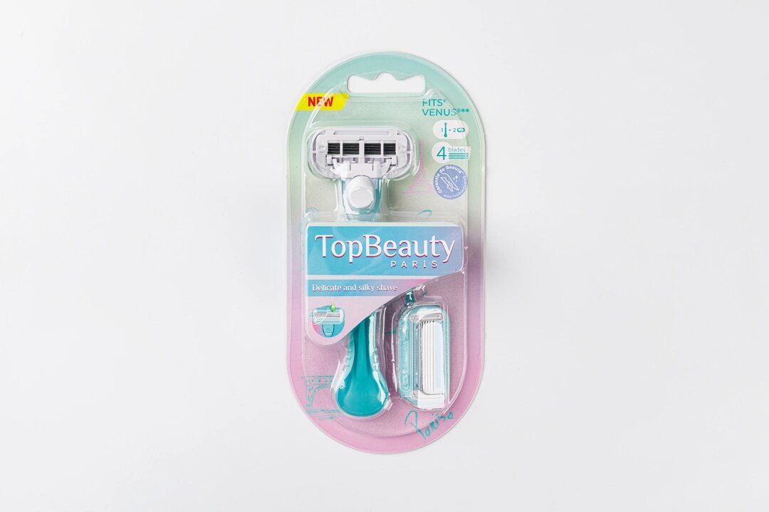 Бритва женская TopBeauty Paris, 1 шт + 2 сменные кассеты