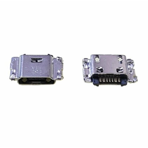 Разъем зарядки №12 Micro-USB для Samsung Galaxy A10/A02/A02s/A12 серый металлик