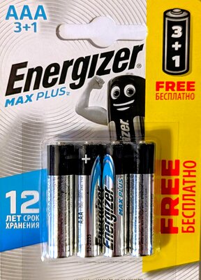 Батарейка Energizer Max Plus AAA, в упаковке: 4 шт.