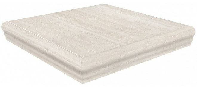 фото Плитка из керамогранита KERAMA MARAZZI SG157100R/GR/AND Пантеон беж светлый Угловая ступень правая 34x34 (цена за 12 шт)
