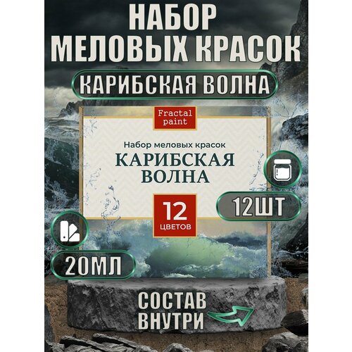 Набор меловых красок Карибская волна баночки по 20 мл (12 шт)