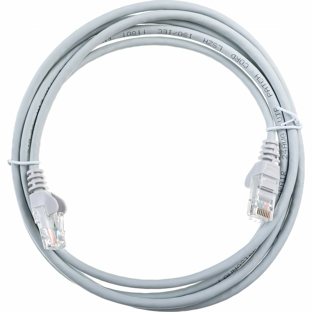 Патч-корд RJ45 UTP кат.5e, 2.0 м, серый LSZH LANMASTER LAN-PC45/U5E-2.0-GY