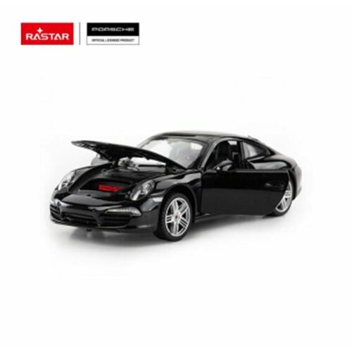 Машина Rastar Porsche 911, металлическая, масштаб 1:24, черная, двери и капот открываются машина rastar ру 1 24 porsche 911 gt2 серая 99700