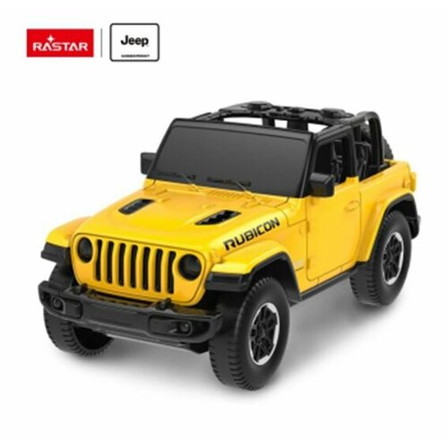 Машина Rastar Jeep Wrangler Rubicon, металлическая, масштаб 1:43, желтая машина rastar ру 1 14 jeep wrangler jl черная