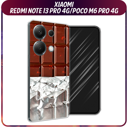 Силиконовый чехол на Xiaomi Redmi Note 13 Pro 4G/Poco M6 Pro 4G / Сяоми Редми Нот 13 Про 4G/Поко М6 Про 4G Шоколад в обертке силиконовый чехол на xiaomi redmi note 13 pro 4g poco m6 pro 4g сяоми редми нот 13 про 4g поко м6 про 4g синий карбон