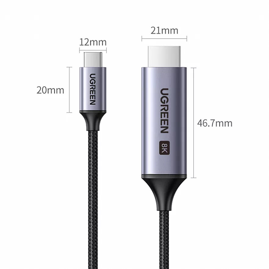 Аксессуар Ugreen CM565 USB-C - HDMI 1.5m Space Grey 90451