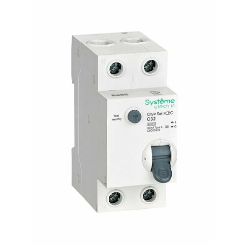 city9 set авт выкл диф тока авдт 1p n с 10а 4 5ka 30ма тип a 230в schneider electric c9d55610 1 шт Дифференциальный автомат (АВДТ) 1P+N С 32А 6kA 30мА Тип-A 230В Systeme Electric City9 Set C9D65632