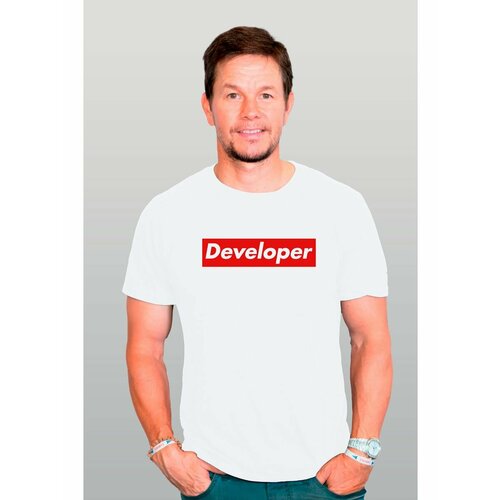 фото Футболка developer программист, размер 4xs, белый zerosell