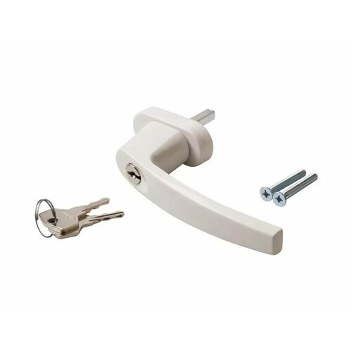 Ручка оконная с замком для пластиковых окон, белая