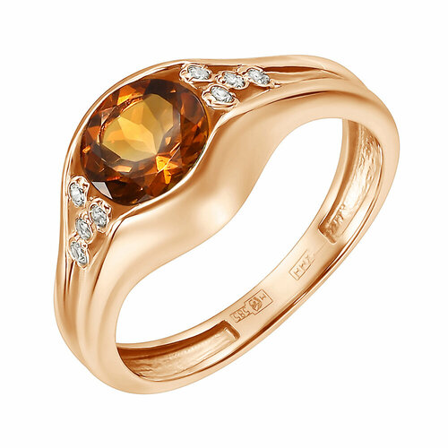 Кольцо ALORIS, красное золото, 585 проба, цитрин