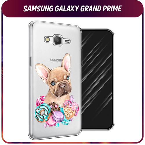 Силиконовый чехол на Samsung Galaxy Grand Prime/J2 Prime / Самсунг Галакси Grand Prime/J2 Prime Бульдог и сладости, прозрачный силиконовый чехол на samsung galaxy grand prime j2 prime самсунг галакси grand prime j2 prime красная маска самурая