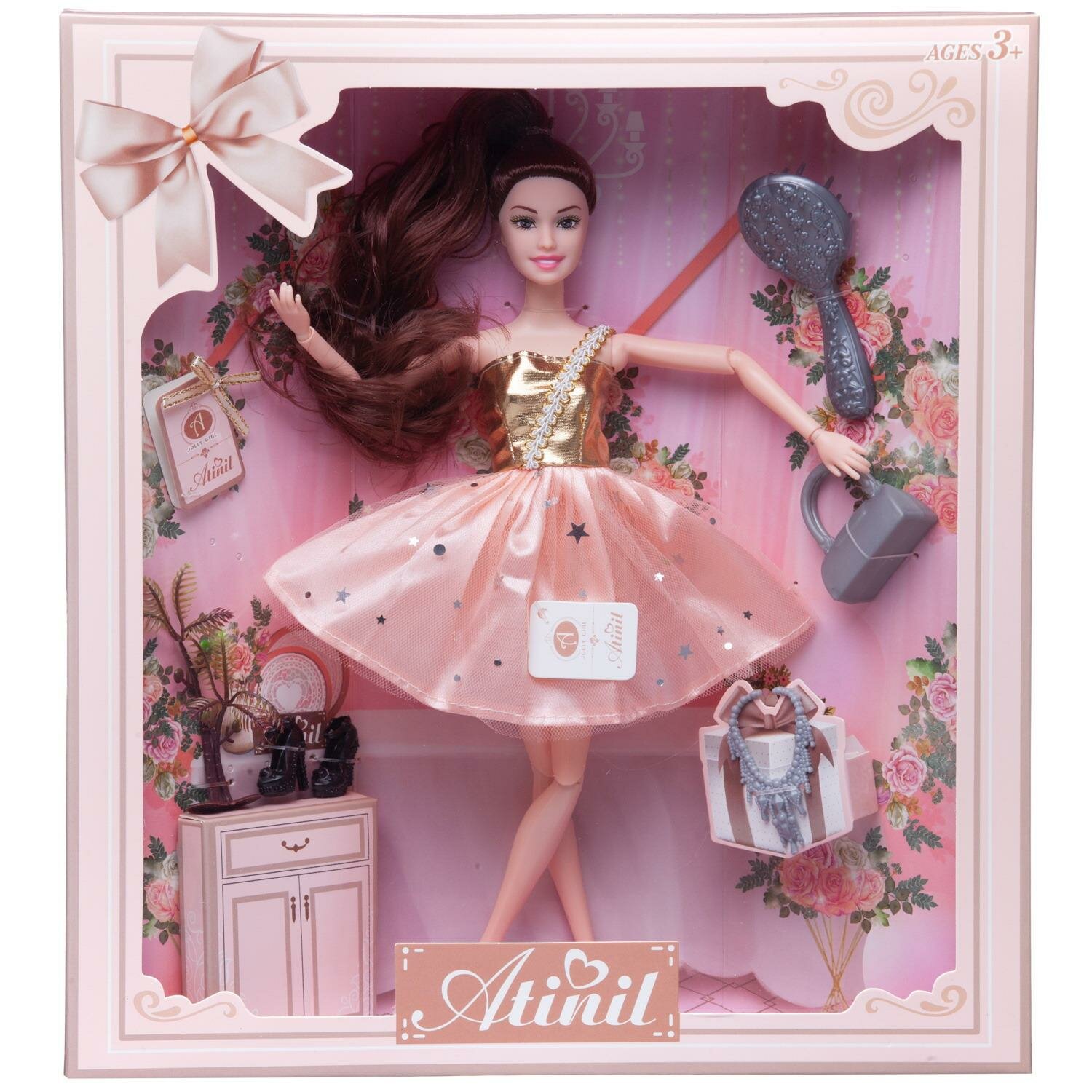 Кукла Junfa Atinil (Атинил) Мой розовый мир в платье со звездочками на юбке, 28см WJ-21546