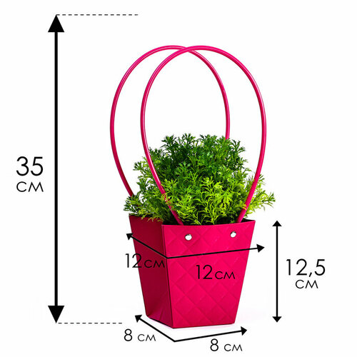 Сумка для цветов тиснение малина влагостойкая 12x12-8x8-125 см10 шт 1564₽