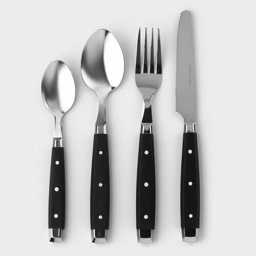 Набор столовых приборов из нержавеющей стали Аппетит 24 предмета цвет ручек чёрный 2976₽