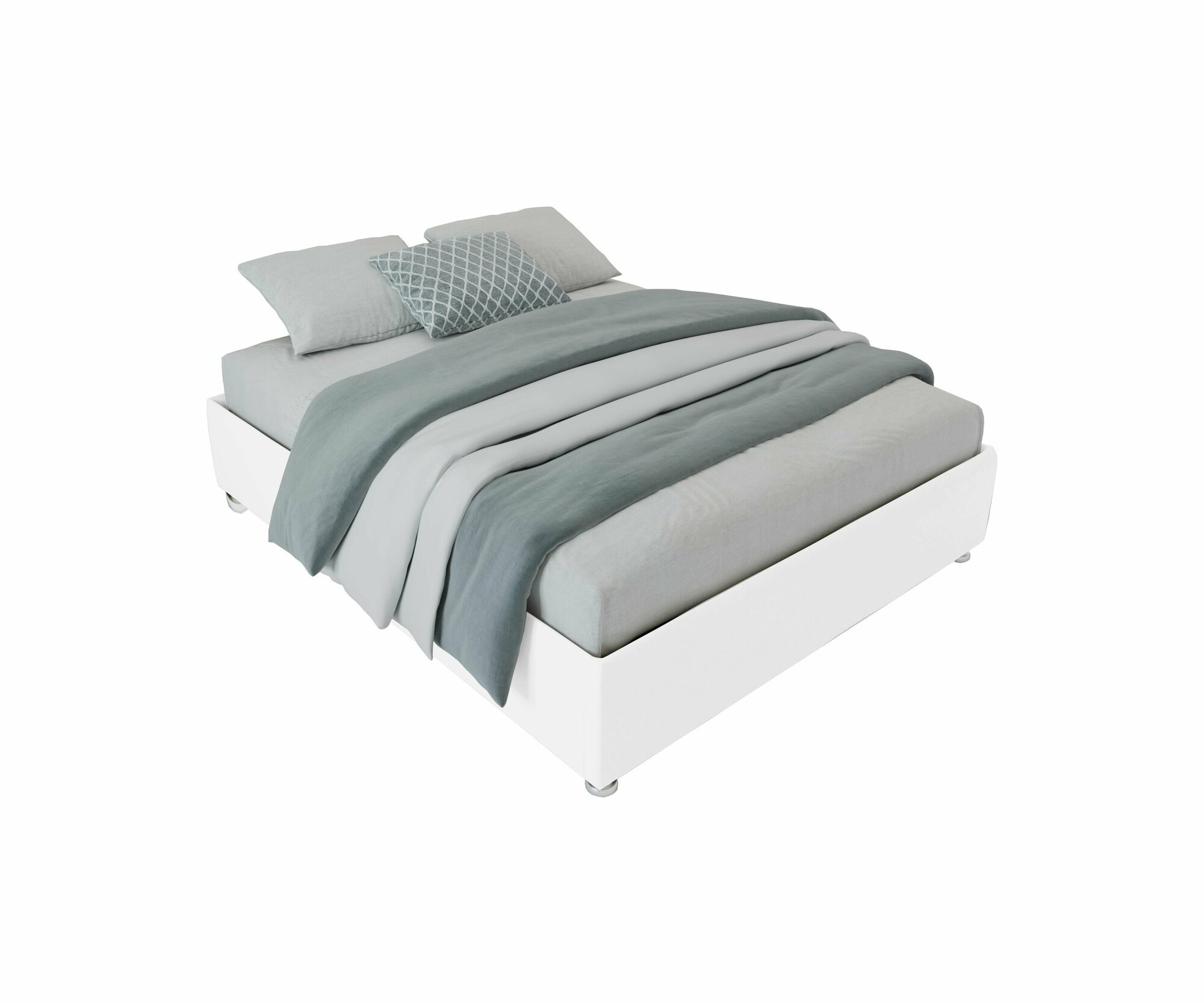 Односпальная кровать Основание без изголовья 120x200 основание металлическое с ламелями велюр белый без ножек