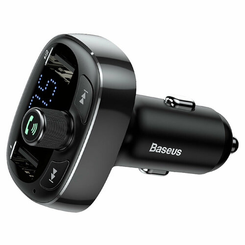 Автомобильное зарядное устройство с FM-Трансмиттер BASEUS T Shaped S-09, 2xUSB, 3.4A, черный