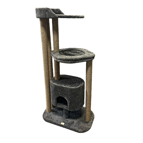 Игровой комплекс для кошек, Моя Котя, домик для кошки, с большим гамаком, "Уютное гнездышко" темно-серый