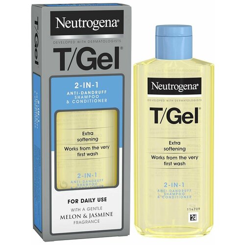 neutrogena шампунь кондиционер против перхоти 2 в 1 t gel 2 in 1 anti dandruff shampoo plus conditioner 250мл Neutrogena, T/Gel Шампунь + кондиционер от перхоти, 250 мл