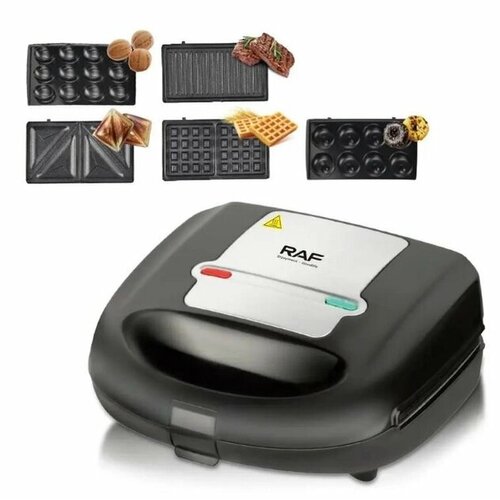 Мультимейкер от RAF R2690 5 в 1 - теперь с 5 насадками в одном устройстве ВафлиГрильСэндвичиОрешкиПончики При готовности - уведомит вас С антипригарным покрытием Только безопасное использование 394800₽