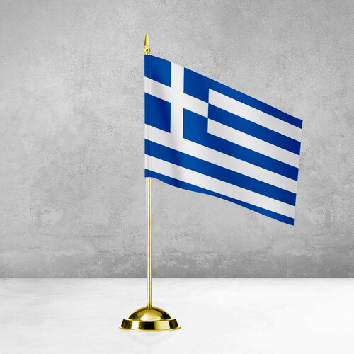 Настольный флаг Греции на пластиковой подставке под золото