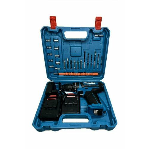 Ударная дрель-шуруповёрт 21V аналог с 2-мя аккумуляторами и набором инструментов в кейсе 440000₽