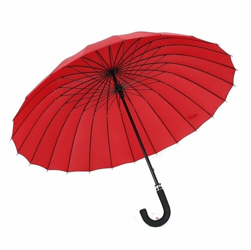 Зонт-трость Mabu, механика, 2 сложения, купол 102 см, 24 спиц, система «антиветер», чехол в комплекте, для женщин, красный