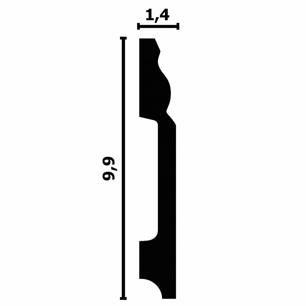 Изображение Плинтус напольный Перфект Плюс P15 из дюрополимера, 9.9 x 1.4 x 200 см, белый под покраску, 1 шт