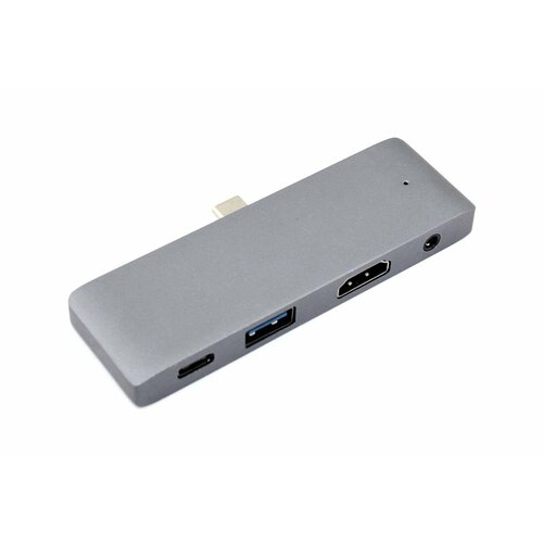 Адаптер Type C на HDMI, USB 3.0 + Audio 3,5 + Type C серый адаптер type c на hdmi usb 3 0 audio 3 5 type c серебристый