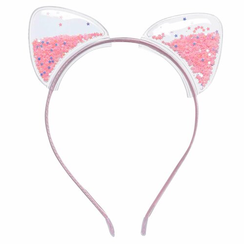Ободок для волос, 12х15 см, детский, пластик/акрил, розовый, Ушки, Hairstyle
