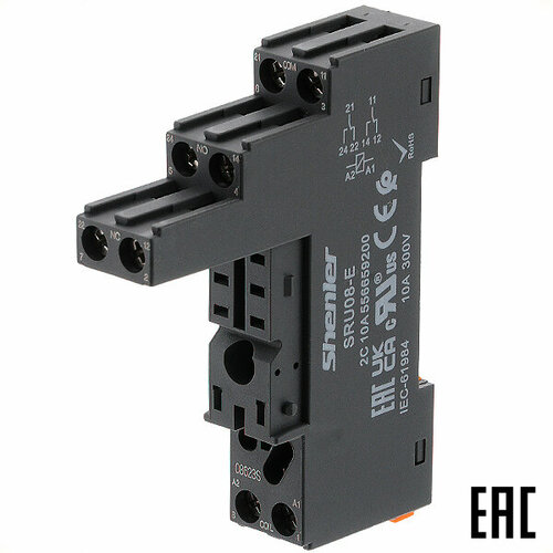 Розетка SRU08-E для реле серии RFT на 2 контакта (Shenler) (3 шт. в комплекте)