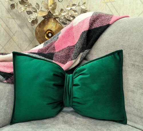 Подушка декоративная на диван бантик цвет зеленый