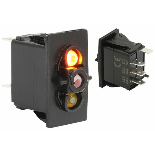 Клавишный выключатель, 2 светодиода, трехпозиционный, без клавиши (10264195)