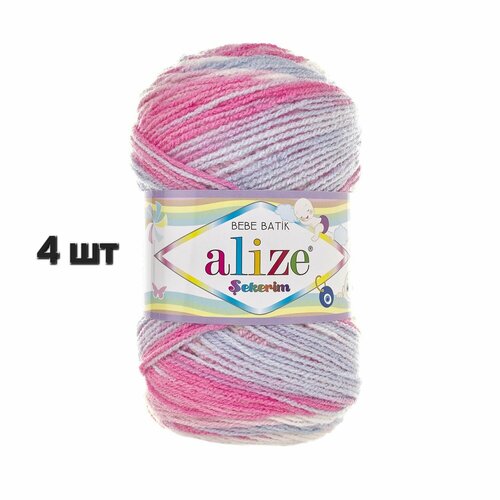 Пряжа Alize Sekerim Bebe Batik Розовый-голубой (7253) 4 мотка 100 г/320 м (100% акрил) ализе шекерим бебе батик