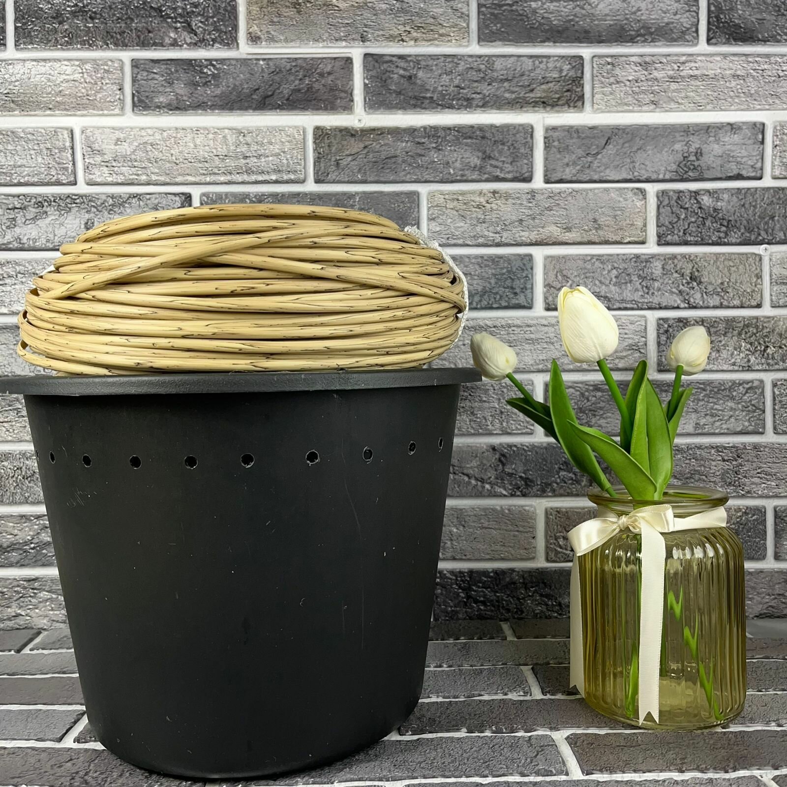 фото Набор для плетения кашпо из искусственного ротанга, полиротанга Орех 12 литров