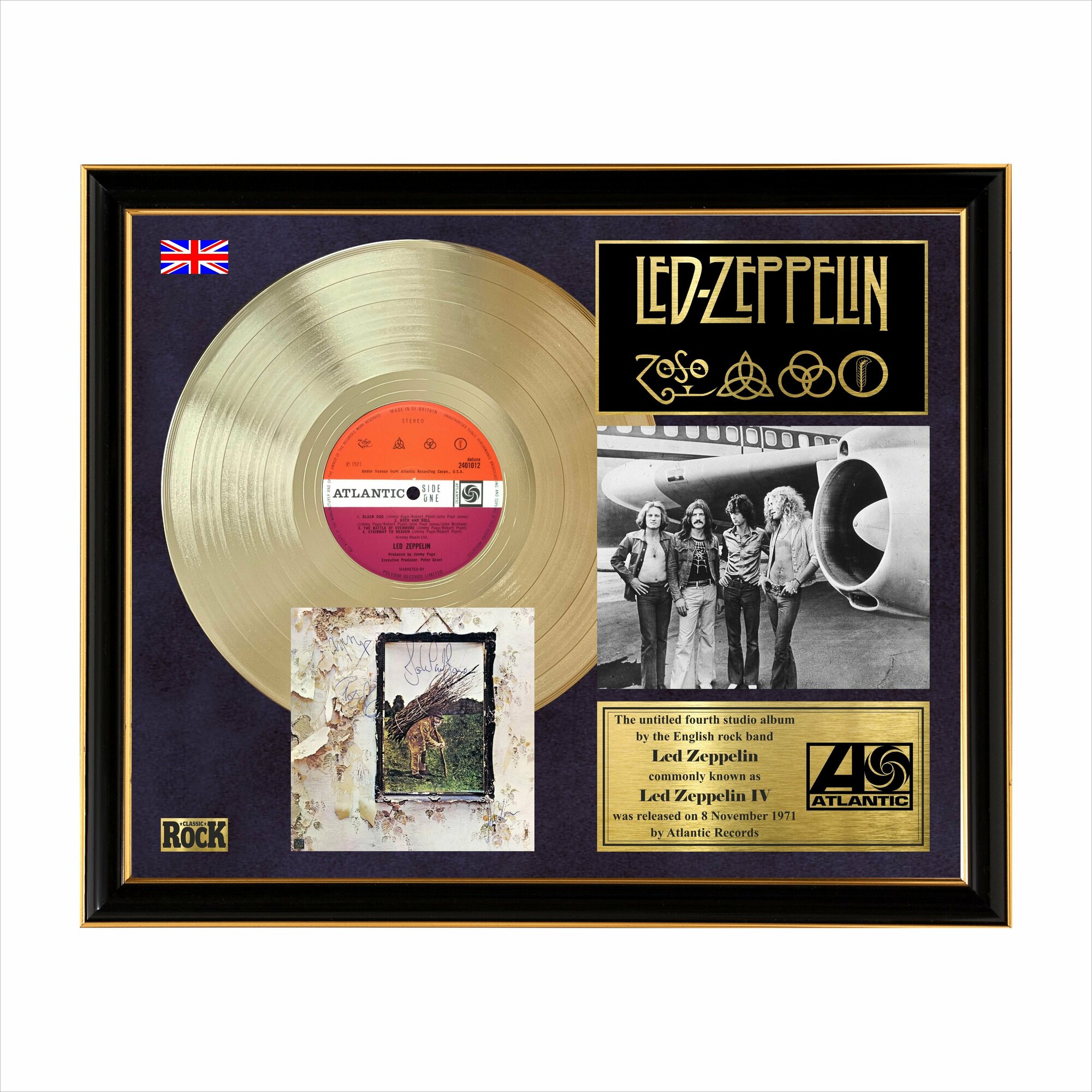 Led Zeppelin IV золотой винил в рамке 45х55см