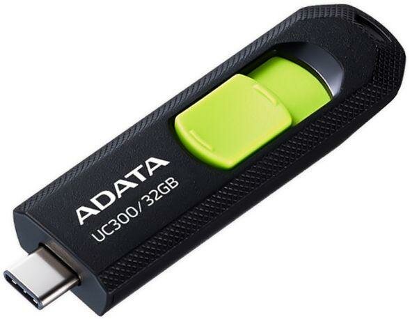 Флеш Диск A-Data 32Gb Type-C UC300 ACHO-UC300-32G-RBK/GN USB3.2 черный/зеленый