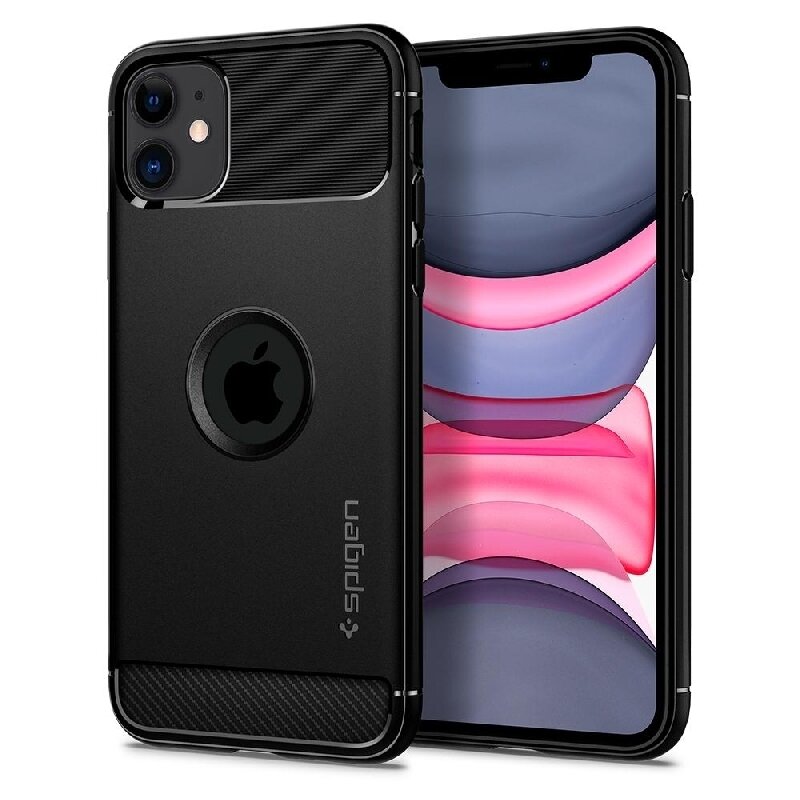 Чехол Spigen на Apple iPhone 11 (076CS27183) Rugged Armor / Спиген чехол для Айфон 11 накладка, противоударный, с защитой камеры, черный
