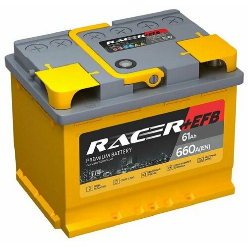 Аккумулятор автомобильный Racer EFB 61 А/ч 660 А обр. пол. Евро авто (242х175х190) L2.0