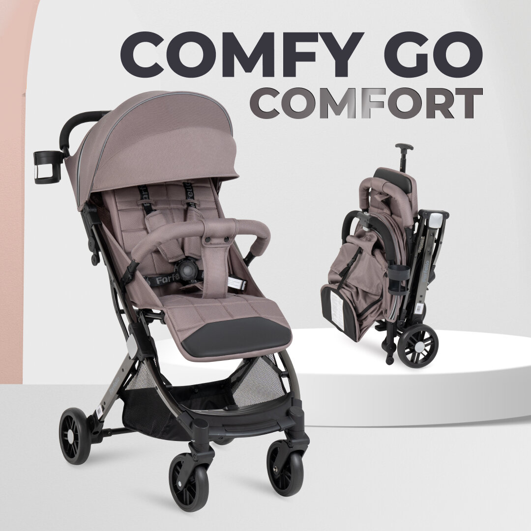 Коляска прогулочная складная Farfello Comfy Go Comfort Chrome, темно-бежевый