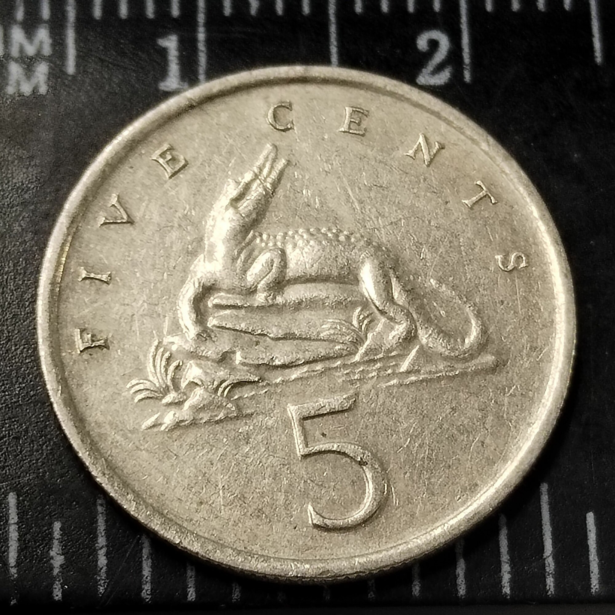 Ямайка 5 центов 1978. Крокодил. Редкая. XF