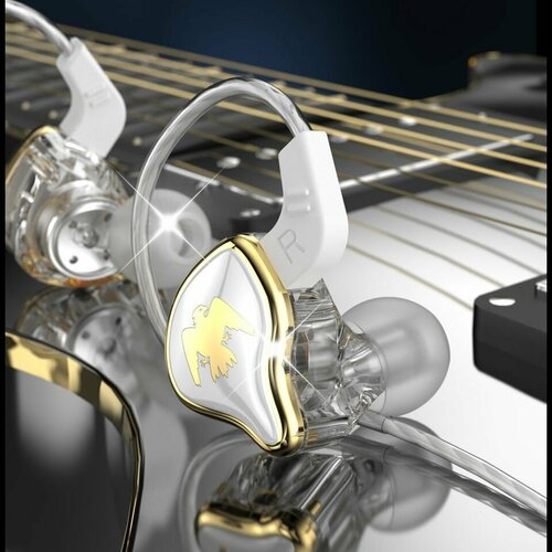 HiFi наушники QKZ AK6 ARES спортивные проводные с микрофоном для телефона вакуумные мощные басы цвет белый 900₽