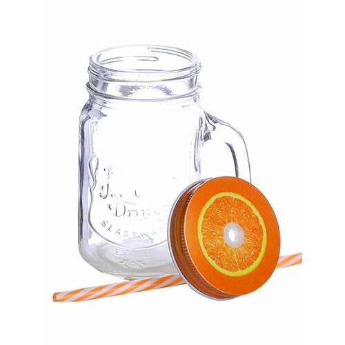 Стеклянный стакан с трубочкой 400мл 496₽