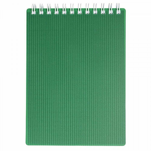 Блокнот А6 пластиковая обложка на гребне 80 листов (Hatber) VELVET Зеленый арт.80Б6В1гр_01607. Количество в наборе 10 шт.